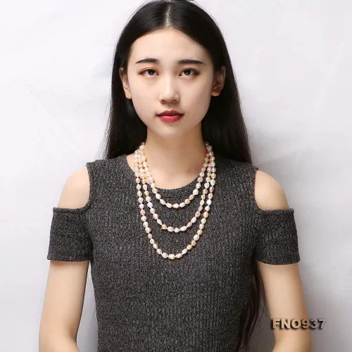 Miniatura 9 de JYX Pearl Collar infinito de 0.315-0.354 in multicolor barroco perla collar largo suéter collar 64", Perla, Perla