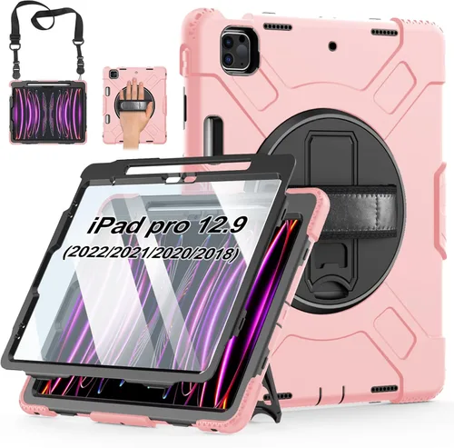 Miniatura 10 de Funda para iPad Pro de 12.9 2022/2021/2020/2018: Funda para iPad Pro 12.9 6ª/5ª/4ª/3ª generación con protector de pantalla, soporte para lápices