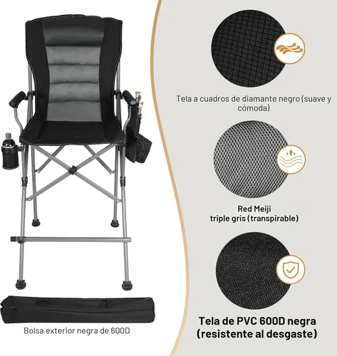 Miniatura 7 de Sillas plegables extra altas Stonehomy para adultos 330lbs, sillas director plegables de altura de barra portátiles para acampar al aire libre