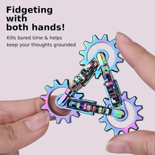 Miniatura 3 de Infinity Gear - Juguete de escritorio cinético de metal sólido que nunca termina, alivia el estrés, la ansiedad, promueve el enfoque, mantiene
