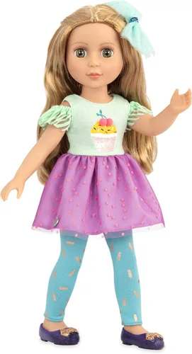 Miniatura 14 de Glitter Girls – Muñeca de moda de 14 pulgadas – Cabello castaño y ojos azules – Vestido rosa, zapatos brillantes y lazo para el cabello – Muñecas