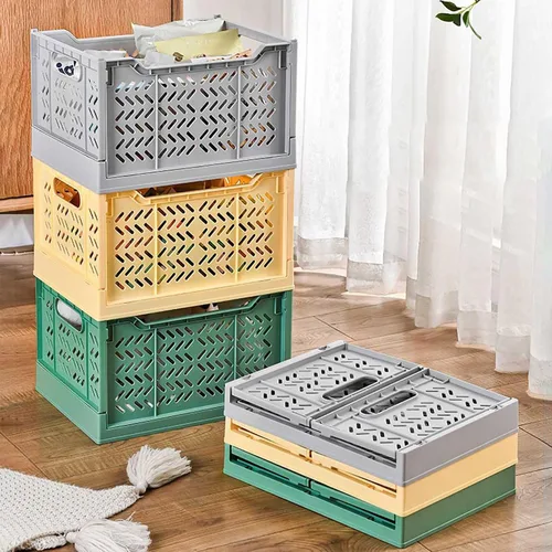 Miniatura 6 de Domiella Paquete de 2 Cajas para Almacenamiento, Cajas de Almacenamiento de Plástico Apilables, Caja Plegable para Oficina Hogar Cocina Dormitorio