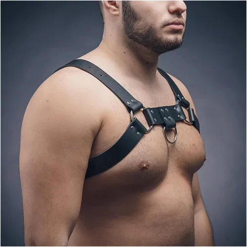 Miniatura 3 de IXOUP BDMS - Arnés de cuero genuino para hombre, ajustable, fetiche, arnés corporal sexy con hebillas y cinturones, disfraz de fiesta de Halloween