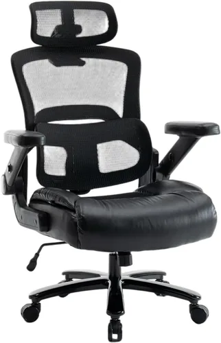 Miniatura 12 de Vigosit Silla de oficina ergonómica de malla, capacidad de 400 libras, silla de escritorio con respaldo alto con soporte lumbar ajustable, Negro