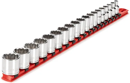 Miniatura 8 de TEKTON Juego de llaves de vaso de 12 puntos poco profundas de 3/8 pulgadas con riel, 9 piezas (5/16 - 3/4 pulgadas) SHD91103