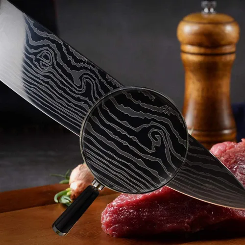 Miniatura 7 de Cuchillo de chef profesional, cuchillo de cocina profesional de 8 pulgadas, cuchillo alemán de acero inoxidable de alto carbono con mango ergonómico