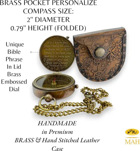 Miniatura 8 de Brújula religiosa hecha a mano con mensajes de fe grabados y en relieve, recuerdo religioso cristiano inspirador para bautismo, confirmación