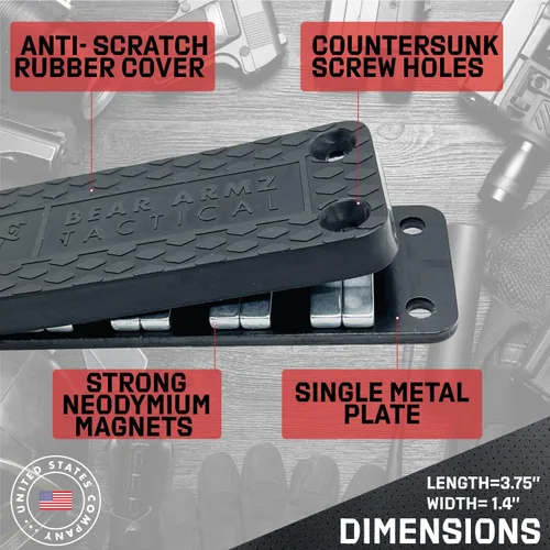 Miniatura 3 de Soporte magnético para pistola y funda para vehículo y hogar I recubierto de goma con respaldo adhesivo I 35 libras clasificado I accesorio de arma