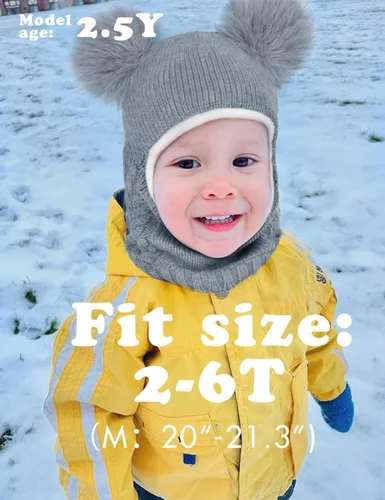 Miniatura 4 de Camptrace Conjunto de bufanda y gorro de invierno para bebés y niños con forro polar y capucha