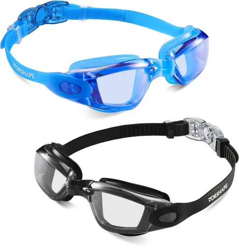 Miniatura 15 de Gafas de natación: paquete de 2 gafas de natación antivaho, sin fugas, protección UV, para adultos, hombres, mujeres, jóvenes Azul & blanco