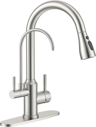 Miniatura 18 de APPASO Grifo de cocina negro con filtro de agua, mangueras certificadas por cUPC, grifos de fregadero de 3 vías con rociador extraíble, 3 modos