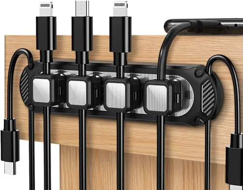 Dracool Soporte magnético para cables, 6 ranuras, organizador de cables, organizador de cables, organizador de cables debajo del escritorio,