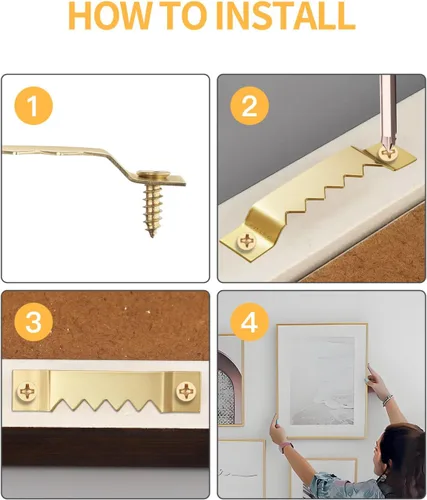 Miniatura 6 de Paquete de 60 Colgadores de Cuadros con Dientes de Sierra – Kit de Colgado de Pared Pequeño y Resistente, 2 Tamaños para Marcos de Fotos, Arte
