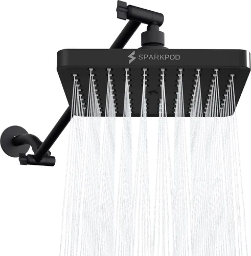 Miniatura 22 de SparkPod Cabezal de ducha tipo lluvia cuadrado con brazo de extensión, cabezal de ducha de altura ajustable con rendimiento de alta presión, fácil