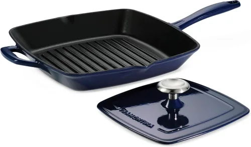 Miniatura 17 de Tramontina Bestow - Sartén de hierro fundido esmaltado con tapa, sartén de 12 pulgadas, color azul