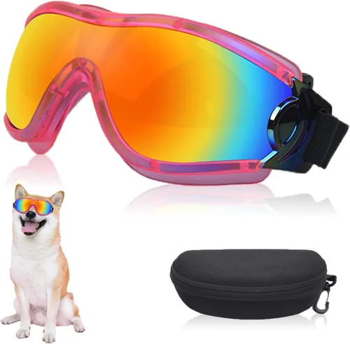 Miniatura 12 de Gafas de sol para perros para mascotas medianas y grandes, protección UV, protección contra el viento, protección contra el polvo, correa ajustable