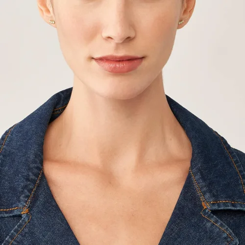 Miniatura 4 de Fossil - Aretes tipo dormilona de acero inoxidable para mujer de tono dorado