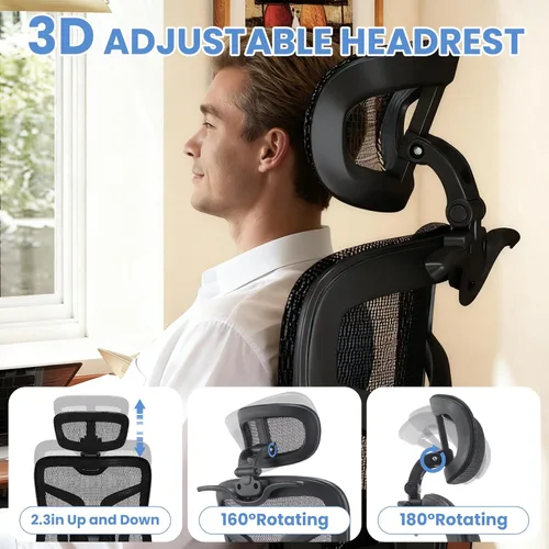 Miniatura 5 de MOJAY Silla de oficina ergonómica con reposapiés, silla de escritorio grande y alta con soporte lumbar, silla de escritorio de respaldo alto
