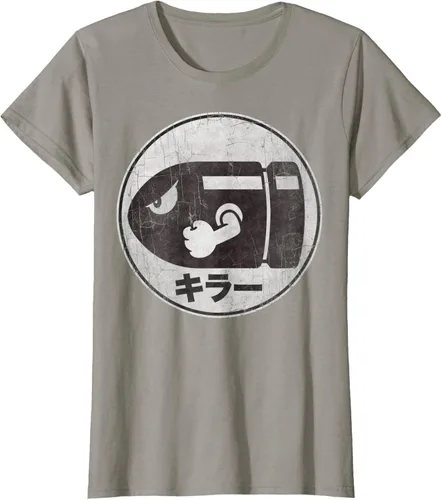 Miniatura 57 de Super Mario Camiseta con logotipo de Bullet Bill Distressed en Kanji