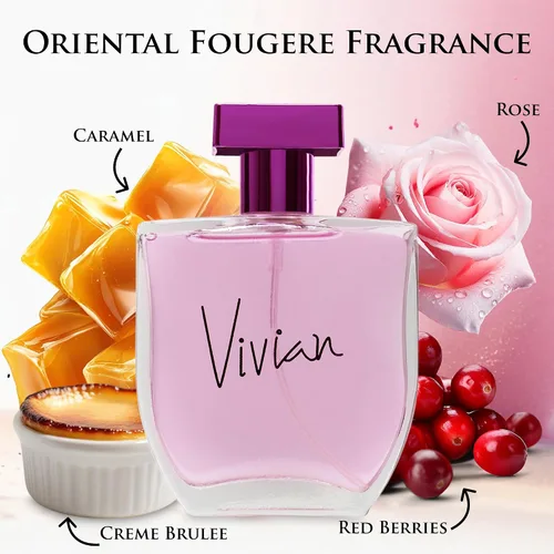 Miniatura 2 de Vivian - Fragancia floral frutal de larga duración - Notas superiores de bayas rojas y rosa - Fragancia base de crema brulee y caramelo - Sin