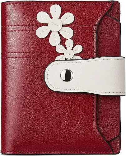 Miniatura 15 de BOSTANTEN Cartera de piel para mujer, con bloqueo RFID, pequeña, plegable, con bolsillo con cremallera, tarjetero, con ventana de identificación
