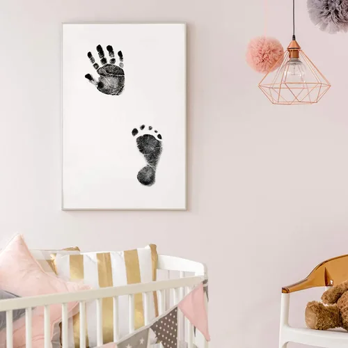 Miniatura 6 de Paquete de 2 almohadillas de tinta grandes sin tinta para manos y huellas, almohadilla de tinta Clean Touch para bebé y mascota
