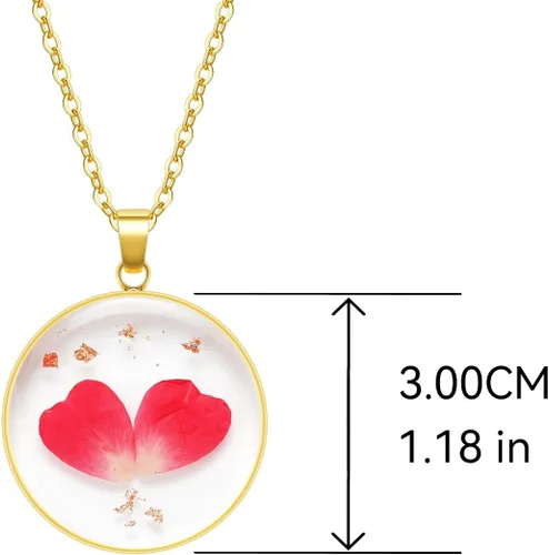 Miniatura 34 de Collares de flores de nacimiento para mujer, collar de 1 a 12 meses, collar de flores prensadas hecho a mano, regalo único de vacaciones, dorado, 18