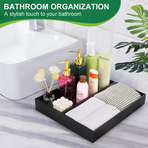 Miniatura 9 de Lixple Organizador de Cajón de Bambú, Pequeño Organizador de Cubiertos para Cajón de Cocina, Organizador de Utensilios Apilable, 2 Piezas