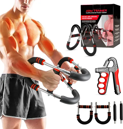 LuxUltra Twister Arm Trainer Equipo de entrenamiento de pecho para hombres y mujeres, entrenador de pecho y brazo ajustable de 40 a 130 libras con