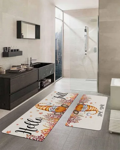 Miniatura 2 de Tapete de baño de gnomos de Acción de Gracias, antideslizante, de secado rápido y absorbente, tierra de diatomeas, para fregadero de cocina