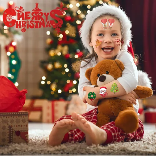 Miniatura 2 de 240 tatuajes temporales de Navidad para niños, calcomanías de tatuajes impermeables de seguridad a granel, rellenos de calcetines, la mejor opción