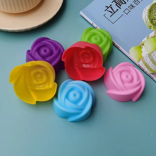 Miniatura 4 de Moldes de silicona para hornear, paquete de 6, con forma de flor, antiadherentes, fáciles de limpiar