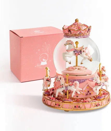 Carrusel envuelto para regalo, caballo, unicornio, caja de música, globo de nieve, luces LED que cambian de color para mujeres, niños, niñas, mamá,