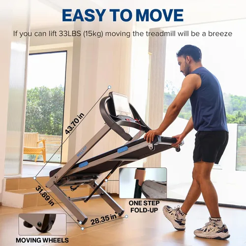 Miniatura 3 de Cintas de correr con inclinación automática para casa, correr en subida, grado comercial resistente, 4.0HP capacidad de peso de 400+lb, cintas