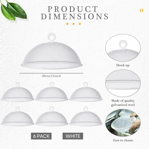 Miniatura 2 de Gerrii 6 cubiertas de malla metálica para alimentos, tiendas de campaña de malla para exteriores, cubiertas de placa de pantalla para platos llanos