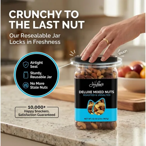 Miniatura 4 de Jaybee's Nueces mixtas sin sal 32 onzas Mezcla de nueces gourmet tostadas de lujo con anacardos, almendras, nueces, avellanas, nueces de Brasil