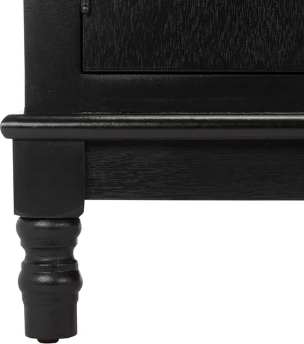 Miniatura 9 de SAFAVIEH Ozark Soporte de TV para pantalla plana de hasta 55 pulgadas, negro, 2 puertas con almacenamiento interior, 2 estantes abiertos, consola