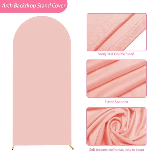 Miniatura 104 de Putros Cubierta de Arco de Boda 6 Pies Beige Spandex Ajustada Parte Superior Redonda Chiara Cubiertas de Soporte de Fondo para Decoración de Bodas