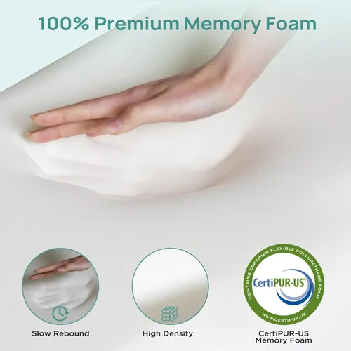 Miniatura 6 de Cubrecolchón de 2 pulgadas para dormitorio individual, cubrecolchón de espuma viscoelástica para alivio del dolor de espalda, cubrecolchón para cama