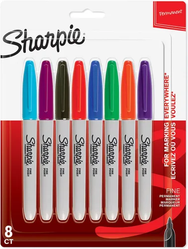 Sharpie Rotulador permanente de punta fina, colores surtidos (paquete de 8)