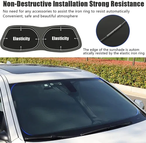 Miniatura 6 de Parasol plegable para parabrisas delantero de automóvil, ajuste personalizado para Ford F-150 F150 2015-2020 Lariat, King Ranch, Platinum, XL XLT