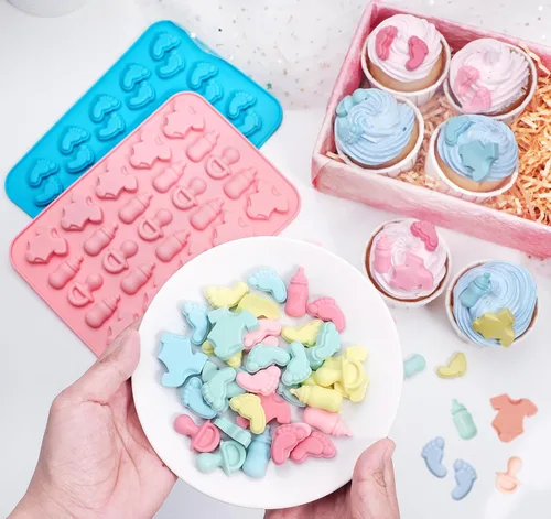 Miniatura 6 de Webake Molde para pies de bebé, molde para chupete de biberón, tamaño de bocado, moldes de silicona para caramelos de chocolate, molde de goma