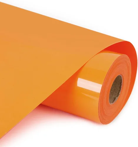 HTVVETUR Rollo de vinilo HTV de transferencia de calor, 12 pulgadas x 9 pies, vinilo naranja HTV para camisas, vinilo para planchar para camafeo,