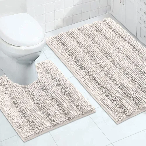 Miniatura 130 de Turquoize Alfombras de Baño de Chenilla Peludas Alfombra de Baño Antideslizante Gruesas Alfombras Peludas para Baño Chenilla Juego de Alfombra