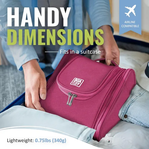 Miniatura 5 de Bolsa premium de artículos de aseo personal para viaje, para hombres y mujeres, bolsa de higiene, kit organizador de baño, con soporte de banda