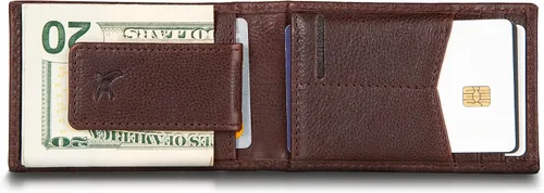 Miniatura 6 de Eddie Bauer Men's Rugged Leather Bifold Wallet Money Clip RFID Protection ID Window Genuine Leather EDC