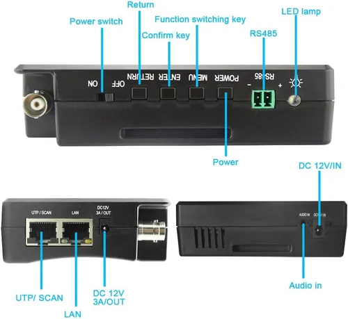 Miniatura 3 de EVERSECU Probador CCTV 5 en 1 compatible con cámara IP de hasta 4K y cámara analógica de 720P/1080P/3mp/4mp/5 megapíxeles AHD, TVI, CVI y CVBS