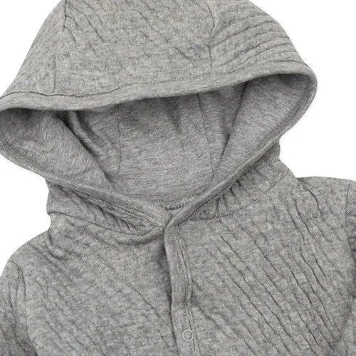 Miniatura 3 de HonestBaby Chamarras con capucha frontal a presión, parte superior con cierre lateral, sudaderas con capucha en algodón 100% orgánico para bebés