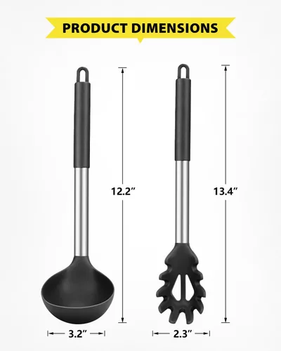 Miniatura 2 de Juego de tenedor de silicona para pasta y cucharón de sopa, antiadherente, sin BPA, resistente al calor, prácticos utensilios de cocina