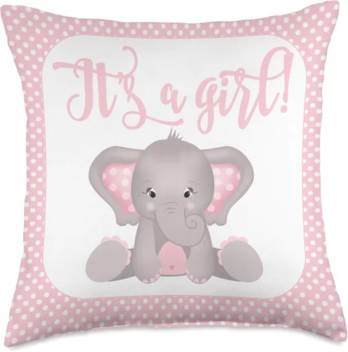 Miniatura 5 de Decoración para la ducha del bebé para niña Elefante temático Género Reveal habitación de guardería Idea de regalo para niñas Throw Pillow 15.7 x